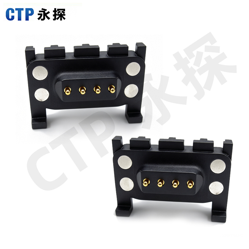 永探4P磁吸pogopin公座间距2.54医疗设备磁吸触点连接器定制款