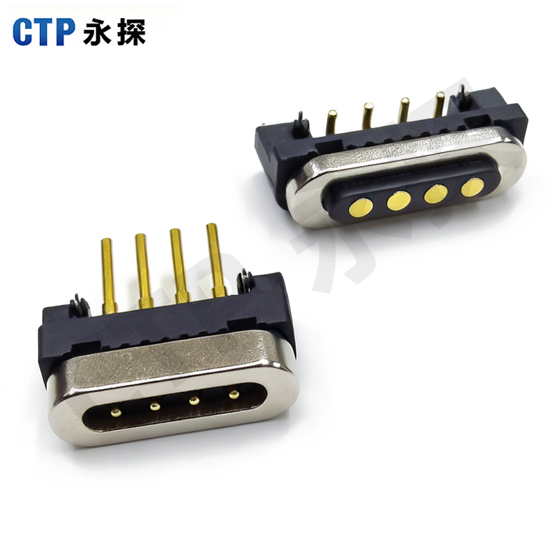 永探4pin折弯磁吸连接器 智能穿戴 环形充电公母头磁吸触点