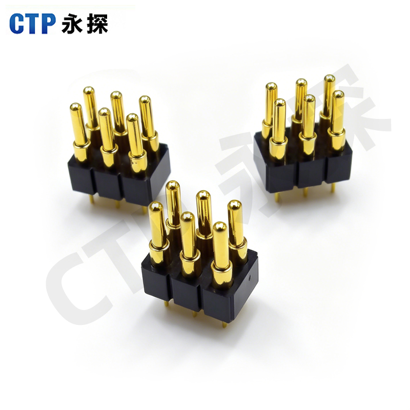 永探6pin双排弹簧针mill-max替代 POGO PIN连接器 镀金低阻大电流